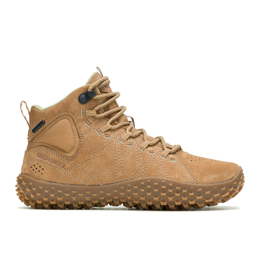 wrapt mid waterdichte barefoot laarzen voor dames in de kleur tabak.