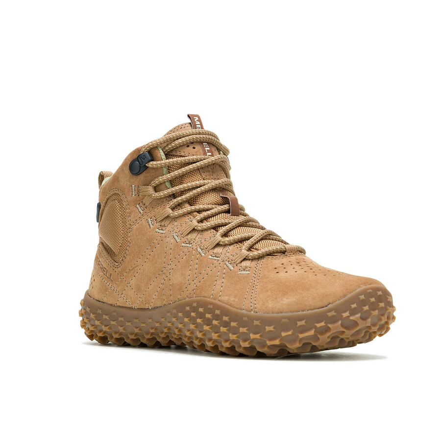wrapt mid waterdichte barefoot laarzen voor dames in de kleur tabak.