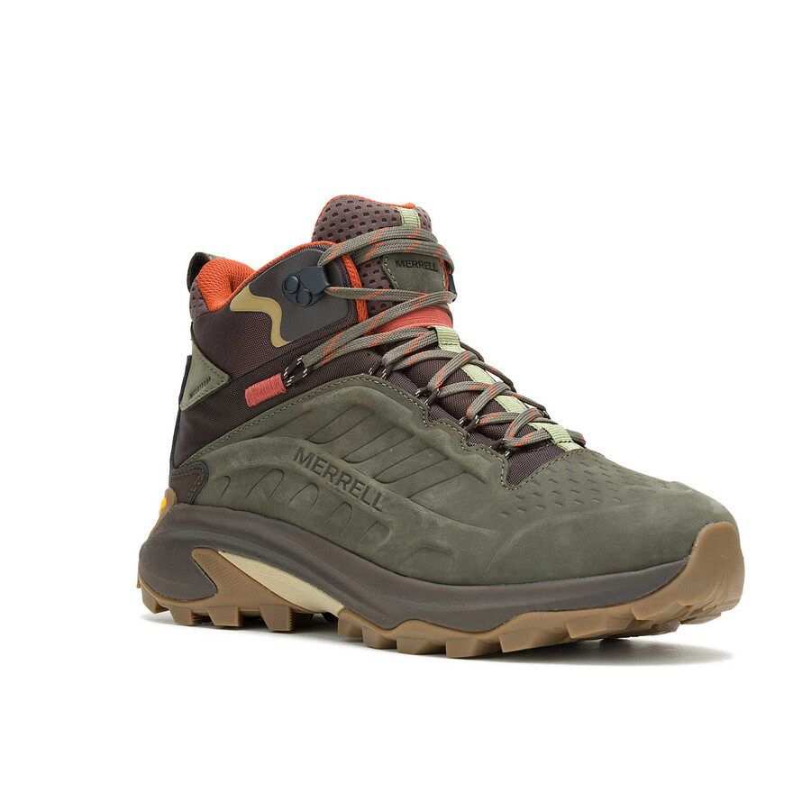 moab speed 2 leren halfhoge waterdichte wandelschoenen in olijfgroen