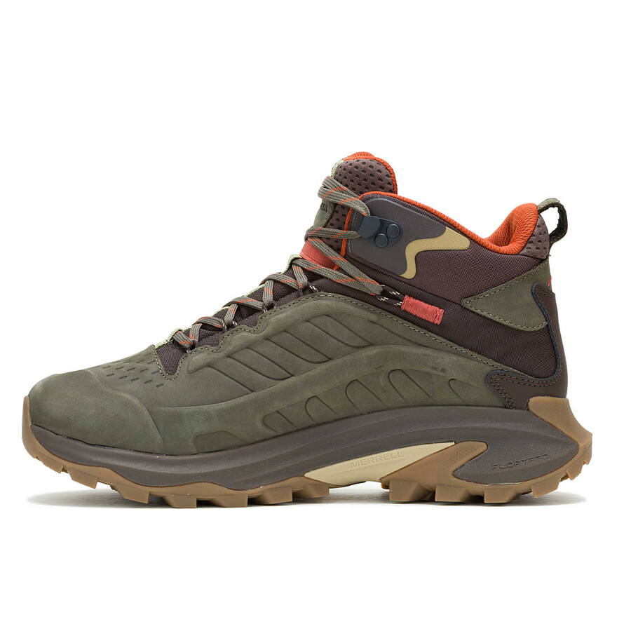 moab speed 2 leren halfhoge waterdichte wandelschoenen in olijfgroen