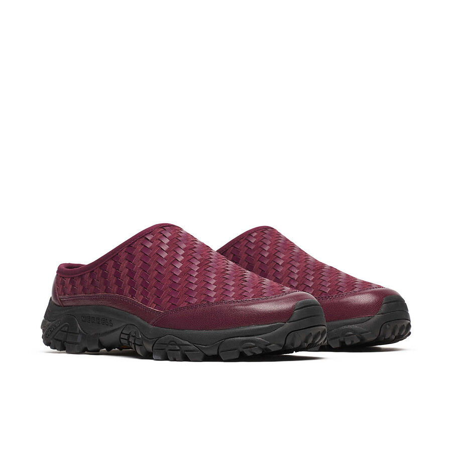 unisex moab 2 slide leren geweven 1trl casual instappers in donker kersenrood