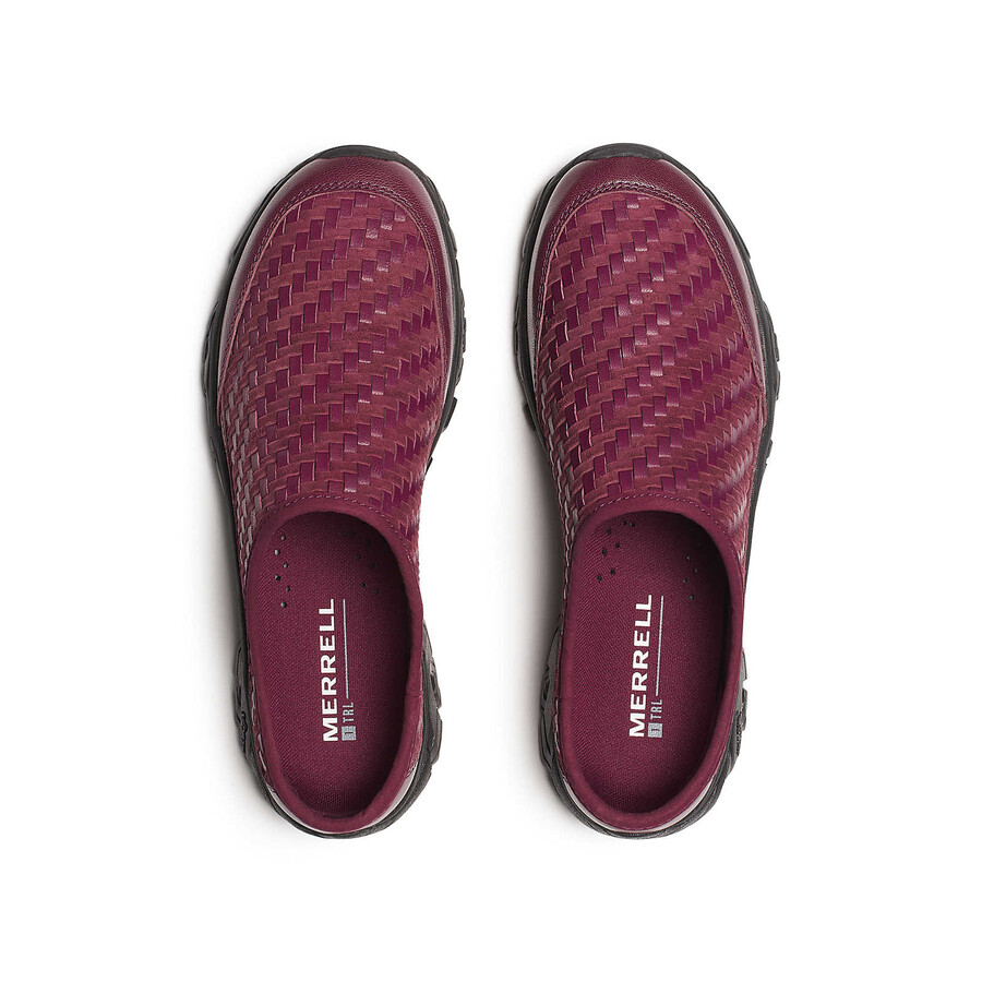 unisex moab 2 slide leren geweven 1trl casual instappers in donker kersenrood