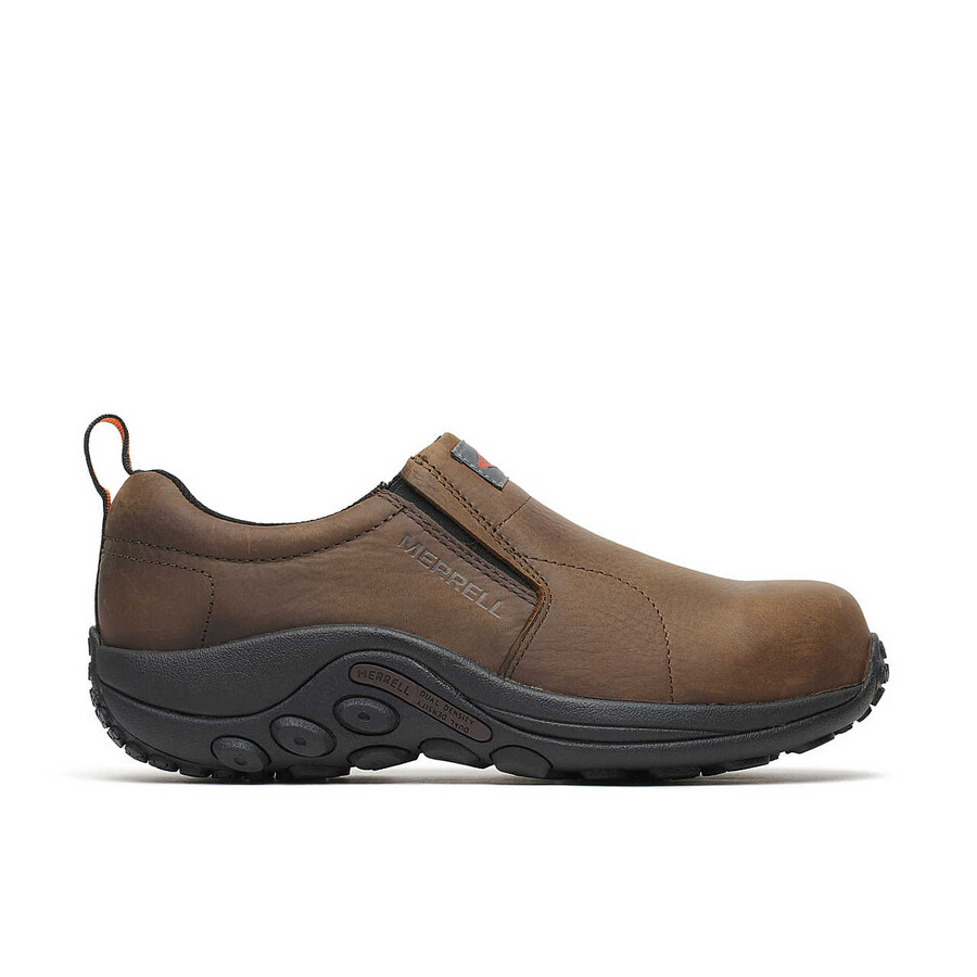 koop heren jungle moc leren schoenen met composiet neus in de kleur espresso.