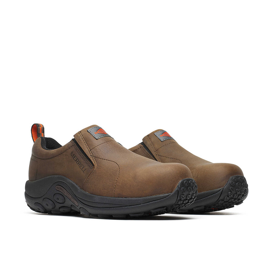 koop heren jungle moc leren schoenen met composiet neus in de kleur espresso.