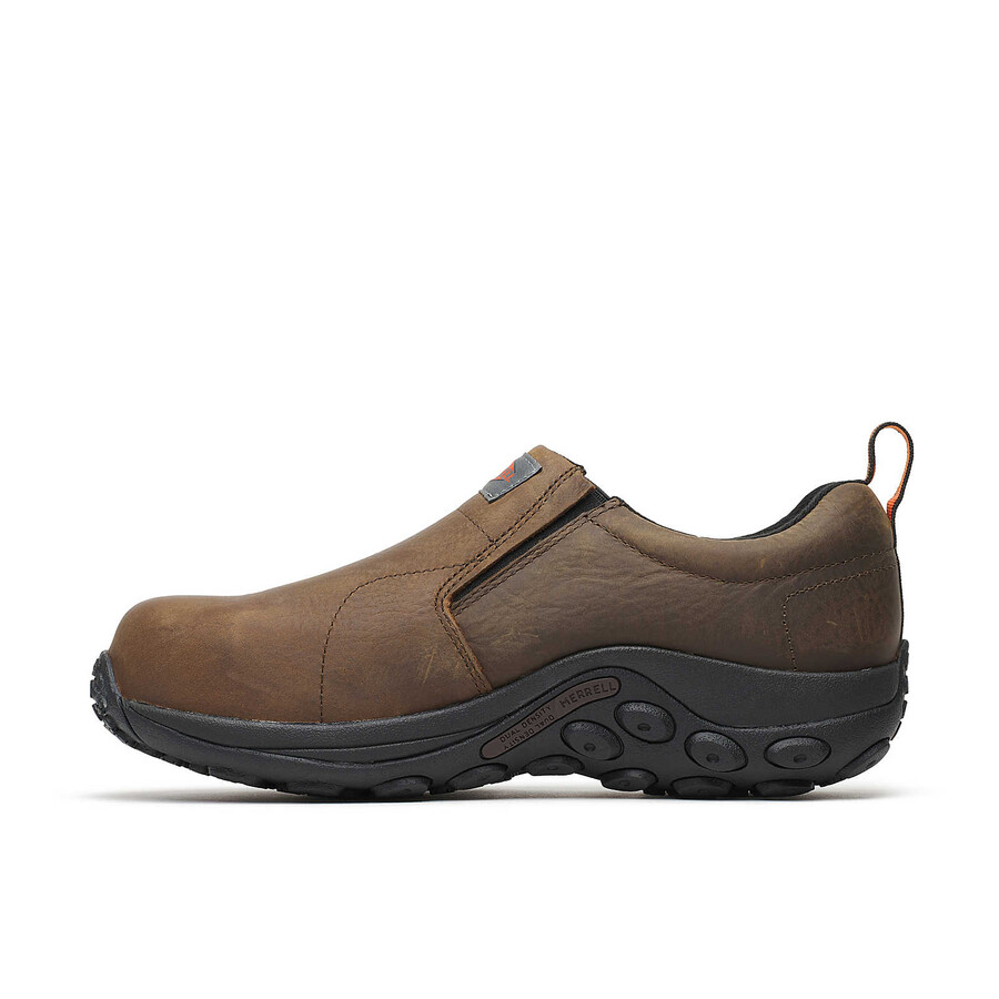 koop heren jungle moc leren schoenen met composiet neus in de kleur espresso.