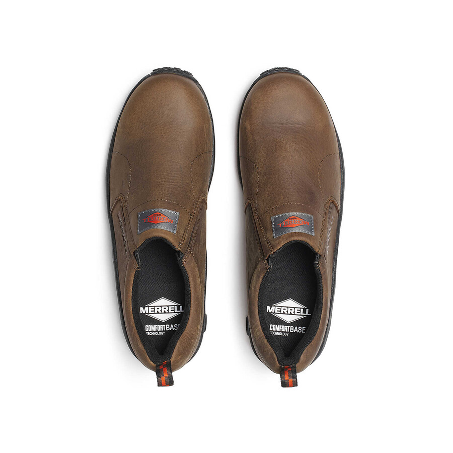 koop heren jungle moc leren schoenen met composiet neus in de kleur espresso.