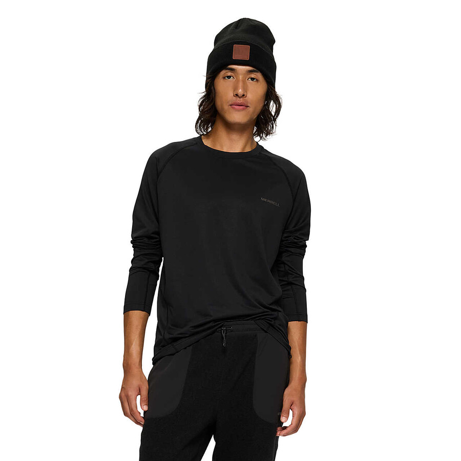 heren - technisch t-shirt met lange mouwen - zwarte lange mouwen