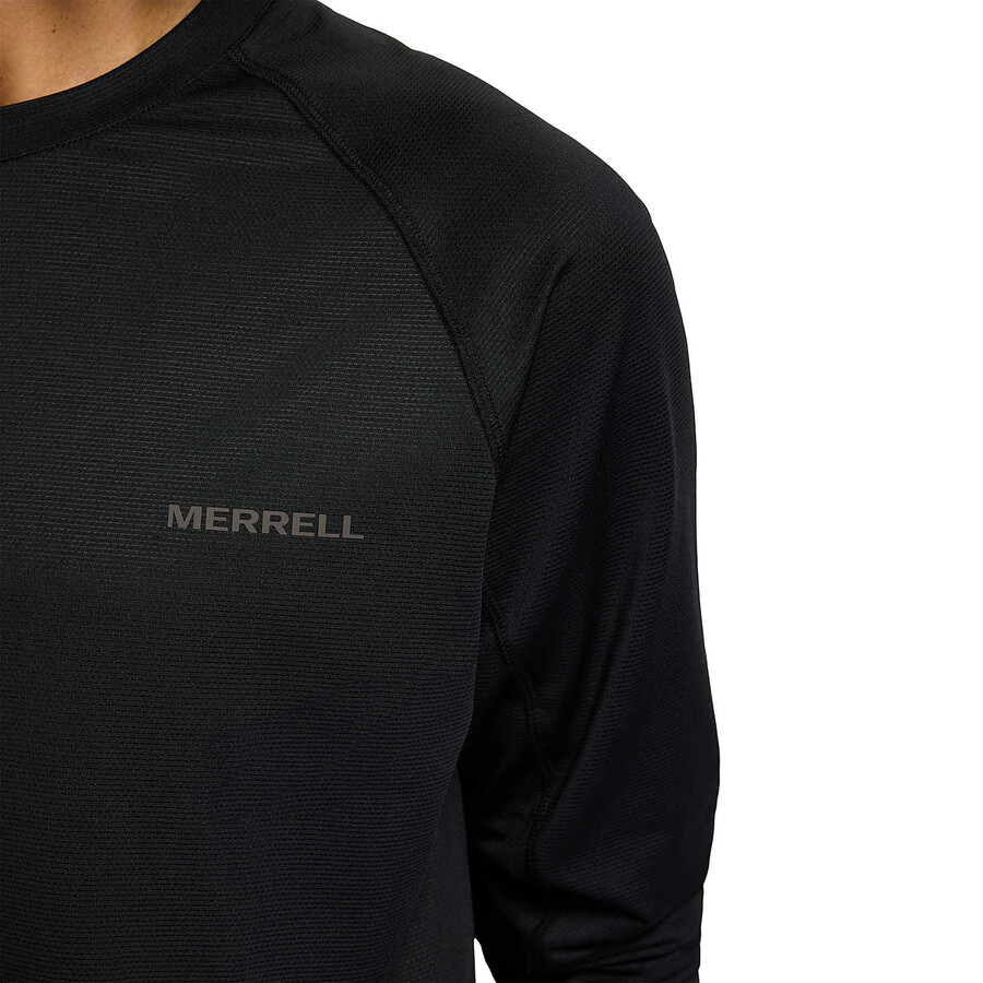 heren - technisch t-shirt met lange mouwen - zwarte lange mouwen