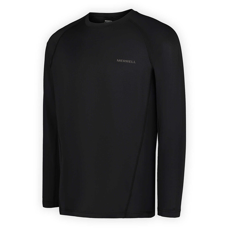 heren - technisch t-shirt met lange mouwen - zwarte lange mouwen