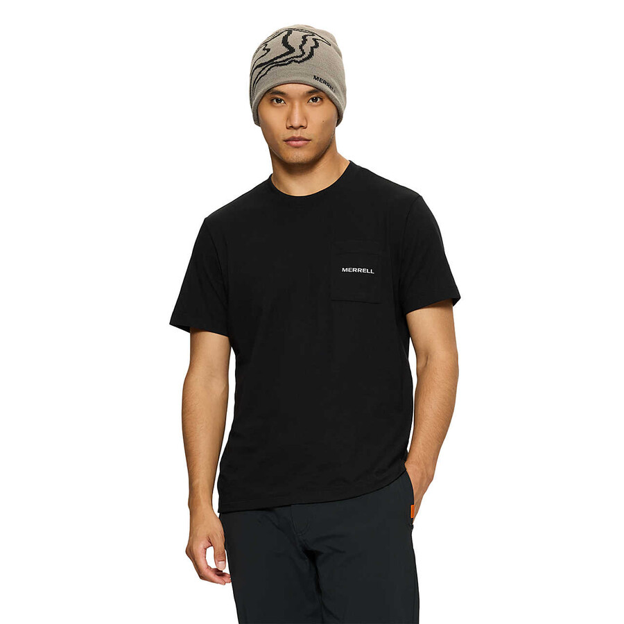 heren - relaxed t-shirt met zakje en korte mouwen - zwarte korte mouwen