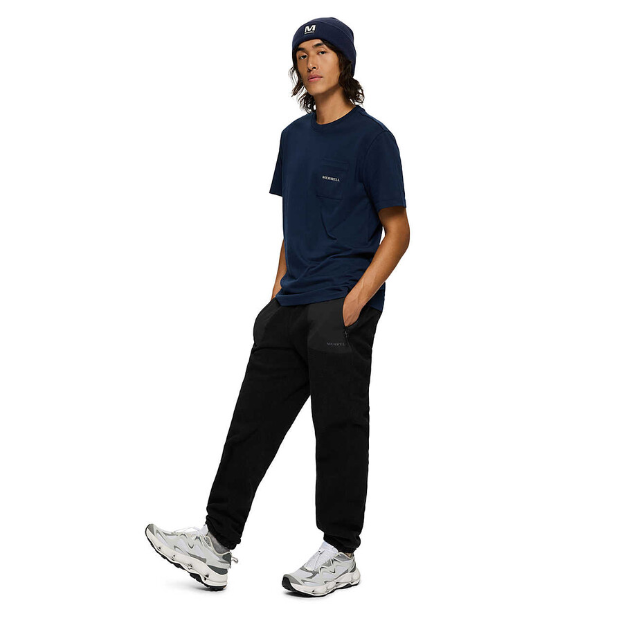 heren - relaxed t-shirt met korte mouwen en zakje - marineblauw met korte mouwen