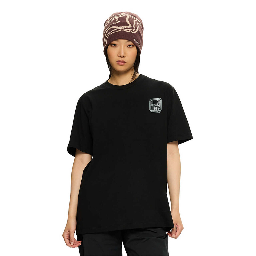 t-shirt met grafische print nature is my therapy - korte mouwen zwart