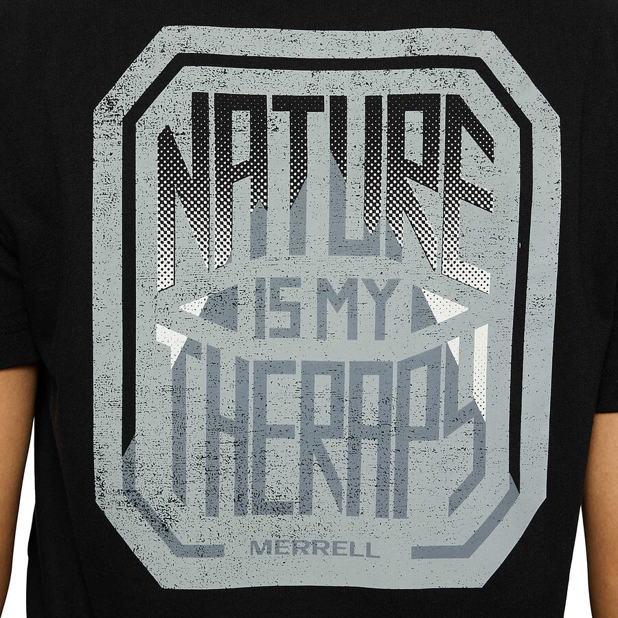 t-shirt met grafische print nature is my therapy - korte mouwen zwart