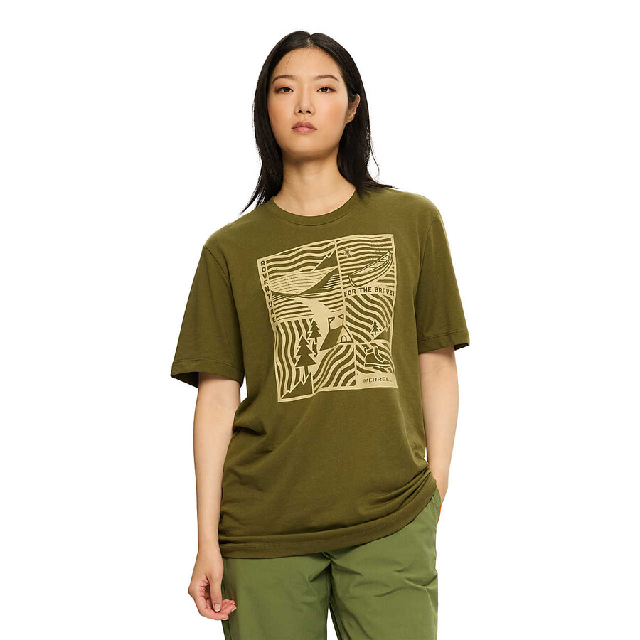avontuurlijk t-shirt met print - korte mouwen olijfgroen