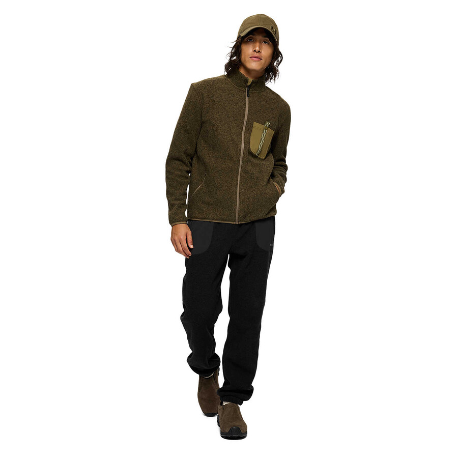 heren - jungle fleece met volledige ritssluiting - donker zandkleurig