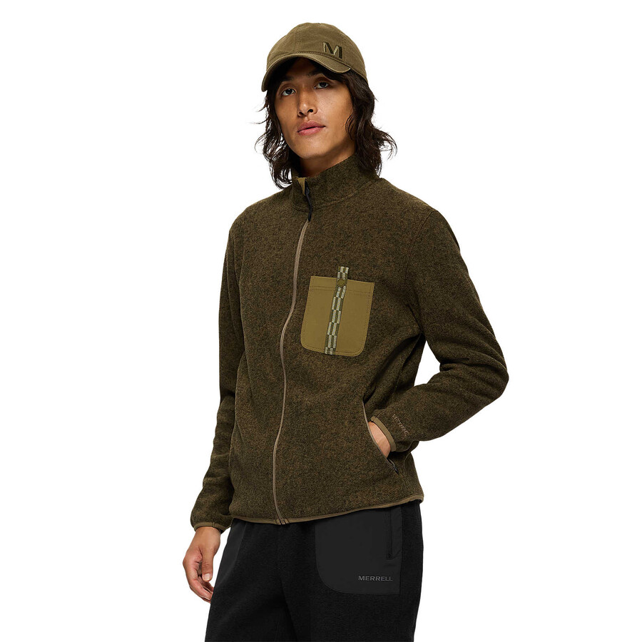 heren - jungle fleece met volledige ritssluiting - donker zandkleurig