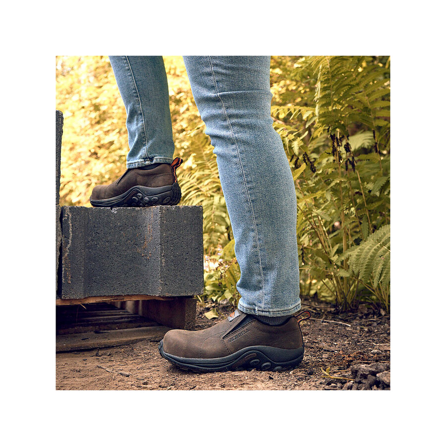 dames jungle moc leren werkschoen met composiet neus espresso