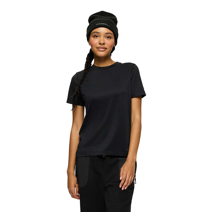 dames - sportief t-shirt met korte mouwen - zwarte korte mouwen