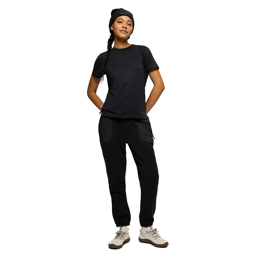 dames - sportief t-shirt met korte mouwen - zwarte korte mouwen