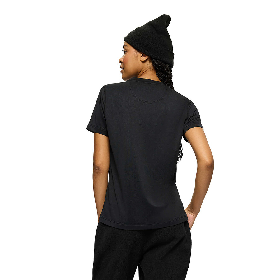 dames - sportief t-shirt met korte mouwen - zwarte korte mouwen