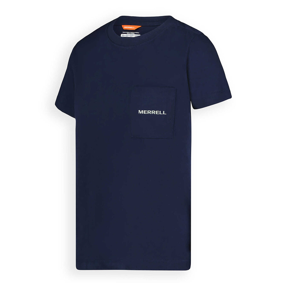 dames - relaxed t-shirt met zakje en korte mouwen - marineblauw met korte mouwen