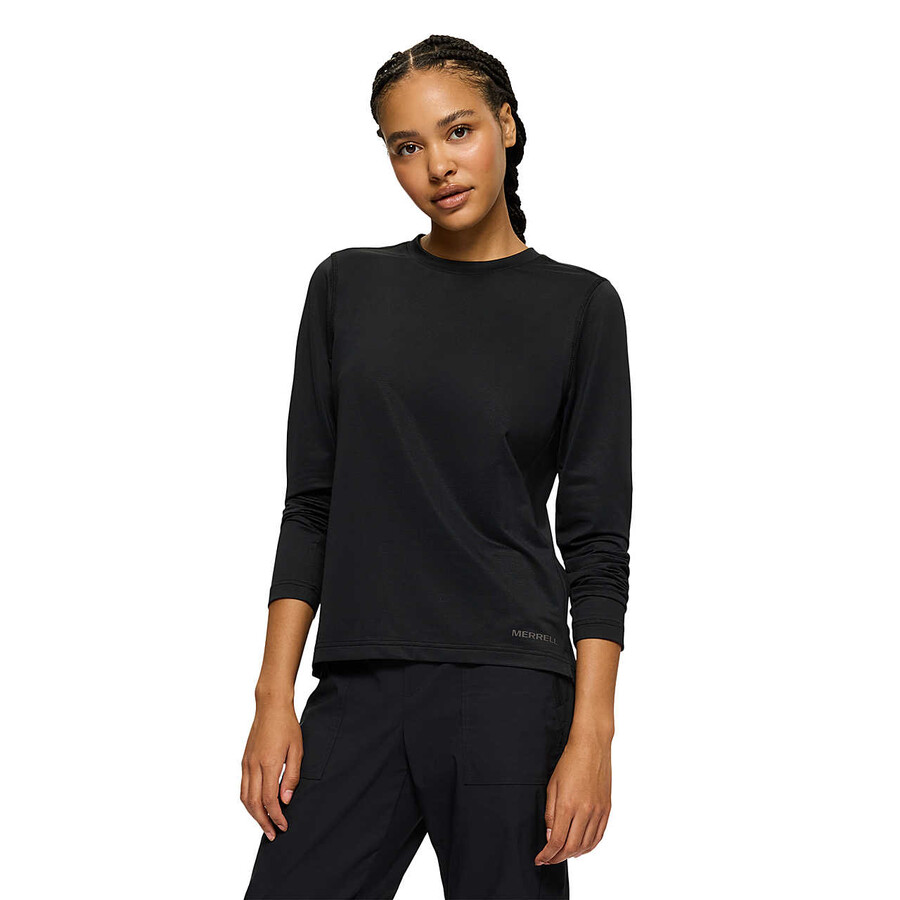 dames - sportief t-shirt met lange mouwen - zwarte lange mouwen