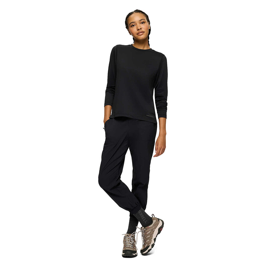 dames - sportief t-shirt met lange mouwen - zwarte lange mouwen