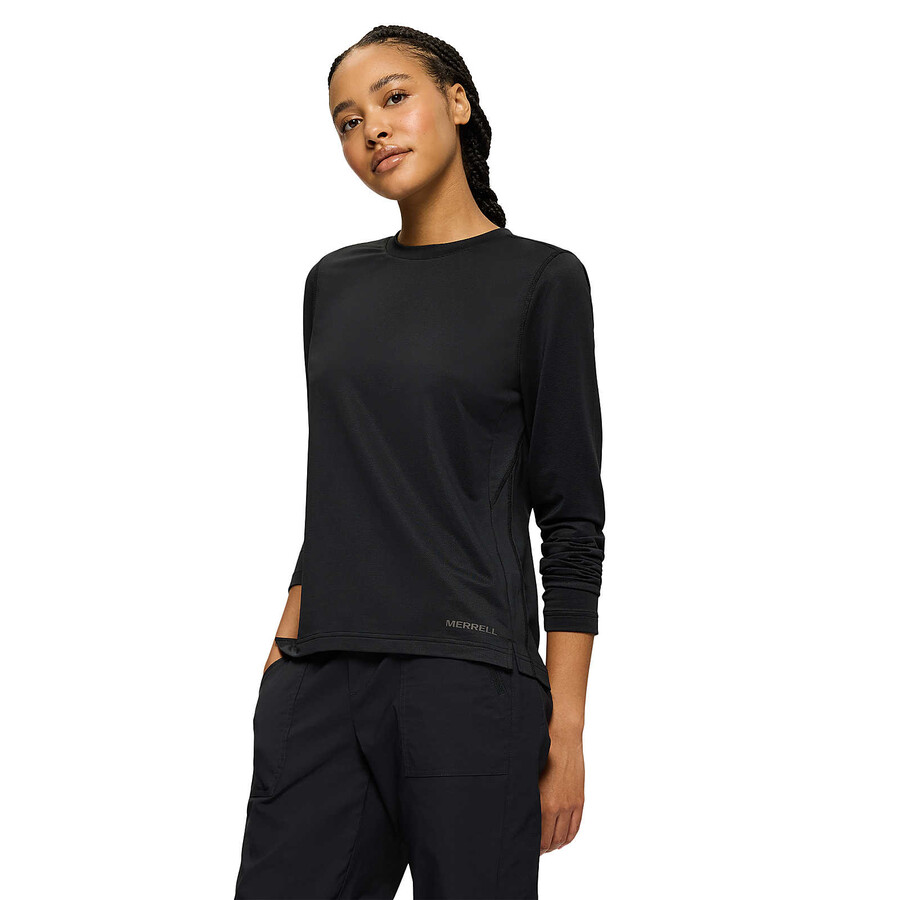 dames - sportief t-shirt met lange mouwen - zwarte lange mouwen