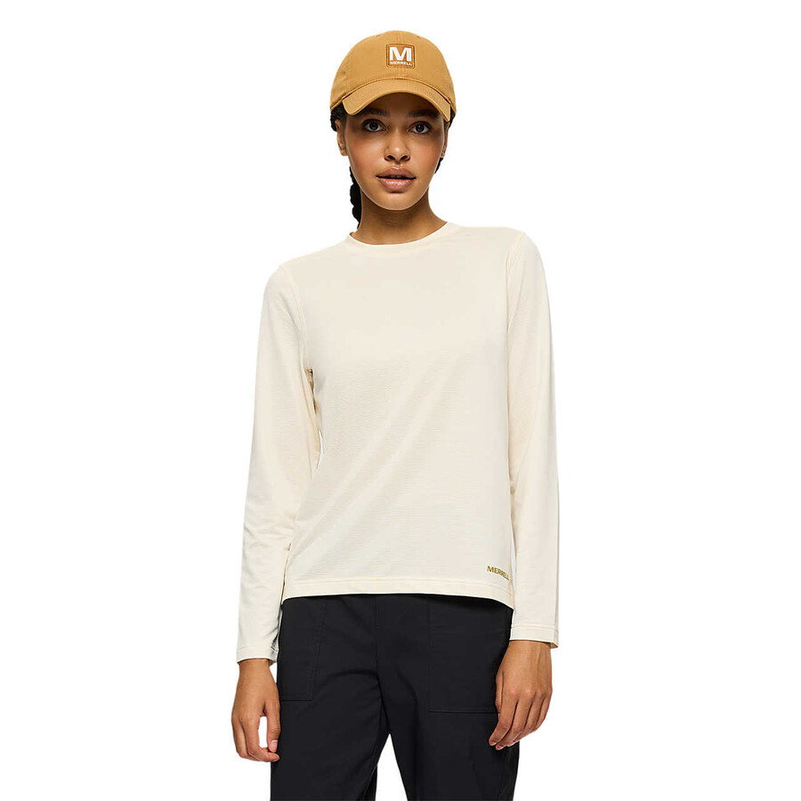 dames - sportief t-shirt met lange mouwen - lange mouwen krijt
