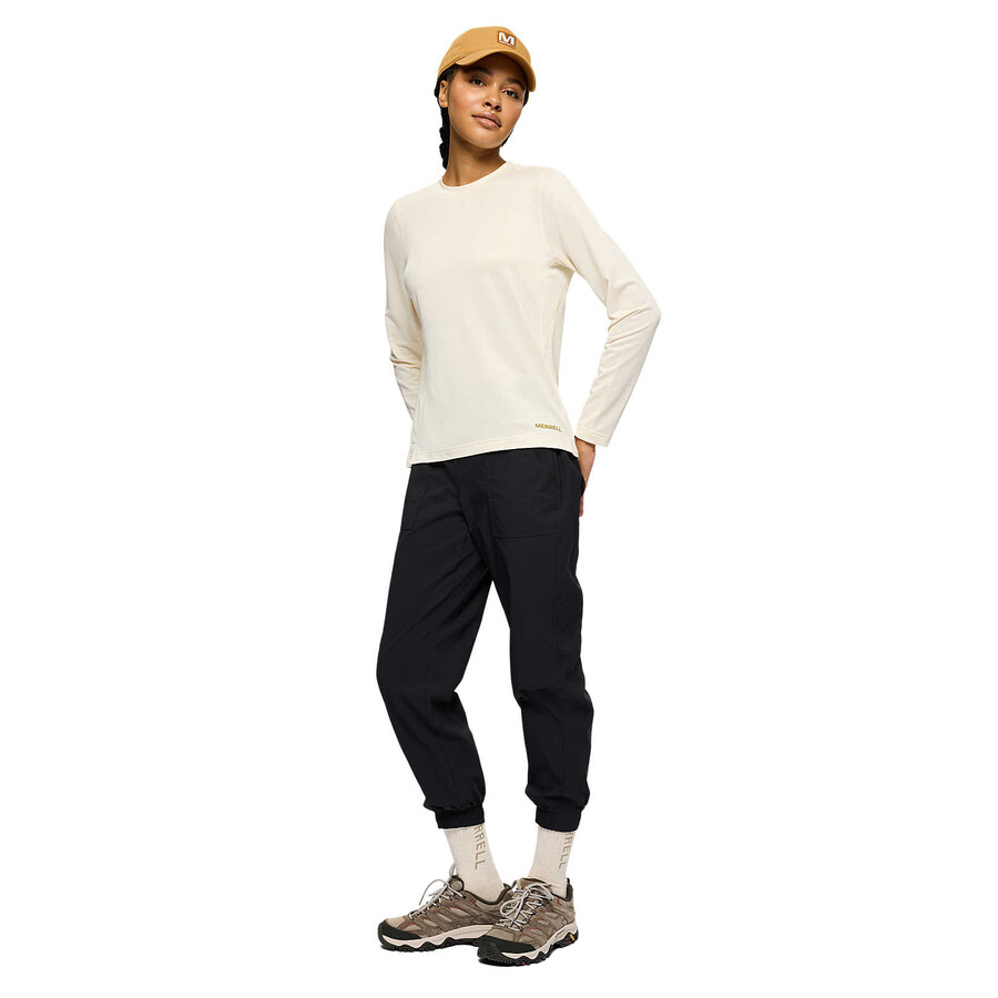 dames - sportief t-shirt met lange mouwen - lange mouwen krijt