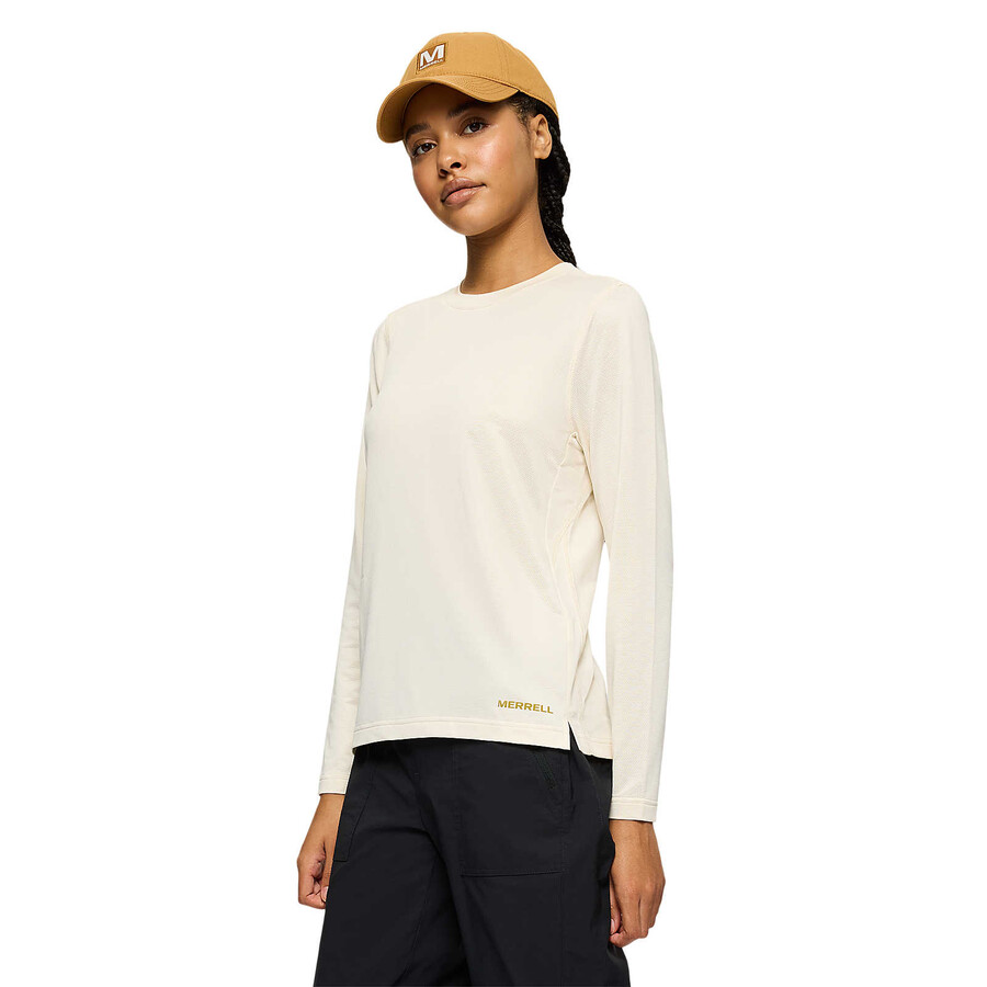 dames - sportief t-shirt met lange mouwen - lange mouwen krijt