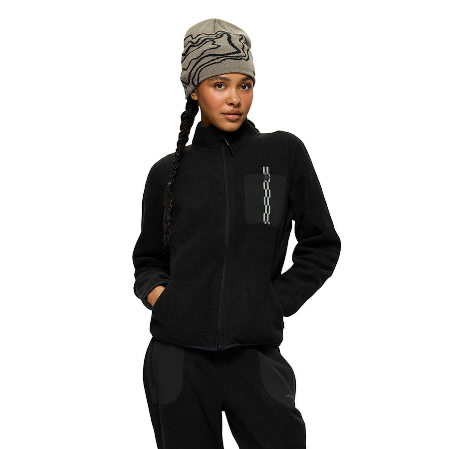 dames - jungle fleece met volledige ritssluiting geen capuchon zwart
