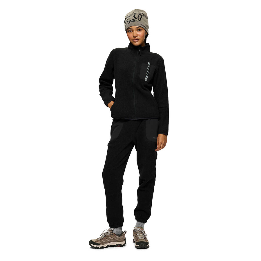 dames - jungle fleece met volledige ritssluiting geen capuchon zwart