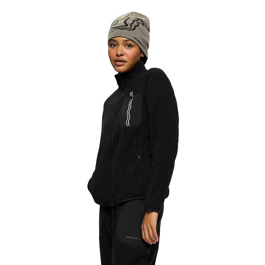 dames - jungle fleece met volledige ritssluiting geen capuchon zwart