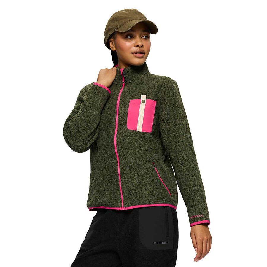 dames - jungle fleece met volledige ritssluiting - volledige ritssluiting geen capuchon iguanarode bieten