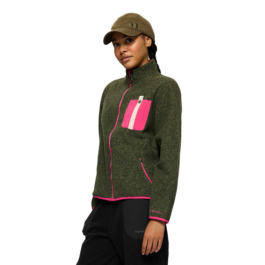 dames - jungle fleece met volledige ritssluiting - volledige ritssluiting geen capuchon iguanarode bieten